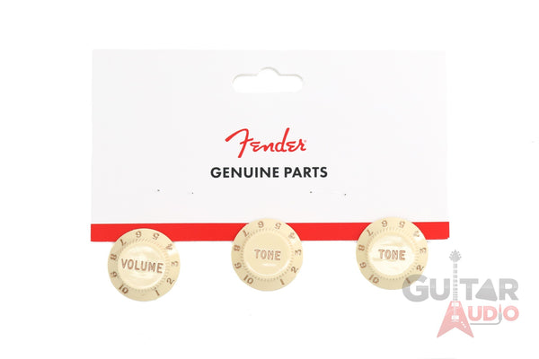 Genuine Fender Stratocaster/Strat Aged White Guitar Knobs - 2 Tone, 1 Volume