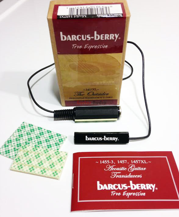 Barcus-Berry 1457XL Outsider Piezo Acoustic Guitar Pickup w/ 2' Cable & Jack