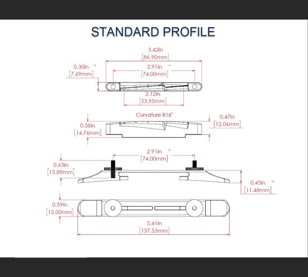 Graph Tech ResoMax Archtop Jazz Bridge - Black, Standard Profile, Nickel Screws