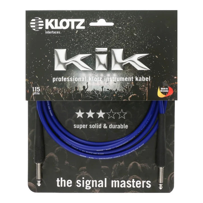 Klotz KIK Instrument Cable Durable Studio-Ready Sound 3.0m 10FT, Blue