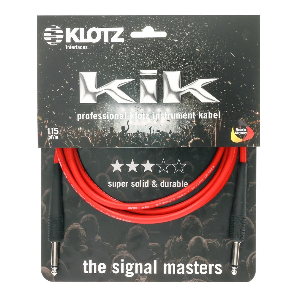 Klotz KIK Instrument Cable Durable Studio-Ready Sound 6.0m 20FT, Red