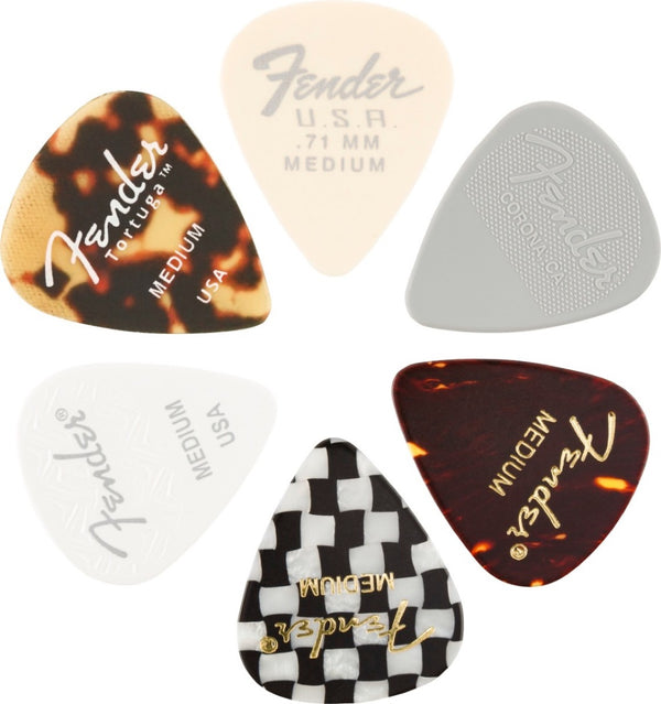 Fender Guitar Picks 351 Shape, Material Color Medley Mix Set, MEDIUM (6 PACK)