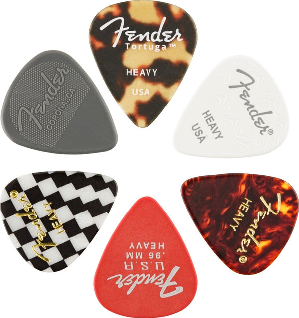 Fender Guitar Picks 351 Shape, Material Color Medley Mix Set, HEAVY (6 PACK)