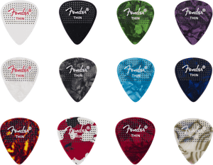 Genuine Fender 351 Dotted Celluloid Guitar Picks, 12-Pack, THIN, 198-0200-100