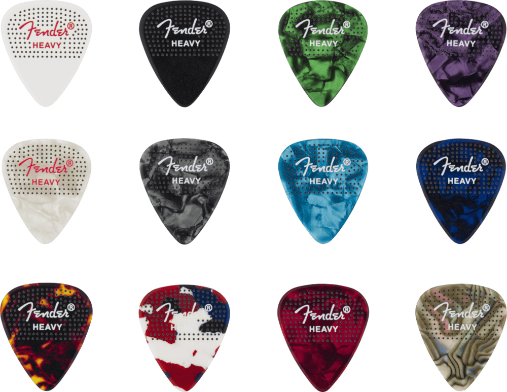 Genuine Fender 351 Dotted Celluloid Guitar Picks, 12-Pack, HEAVY, 198-0200-500
