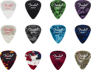 Genuine Fender 351 Dotted Celluloid Guitar Picks, 12-Pack, HEAVY, 198-0200-500