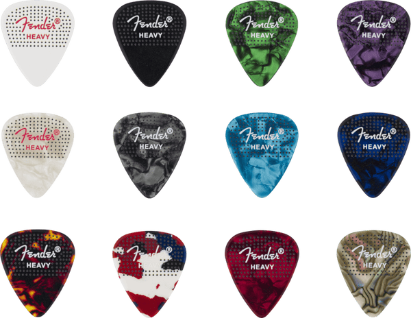 Genuine Fender 351 Dotted Celluloid Guitar Picks, 12-Pack, HEAVY, 198-0200-500