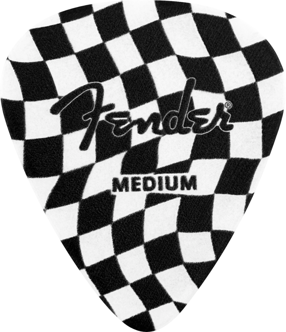 Genuine Fender Wavy Checkerboard 351-Shape Guitar Picks, Medium, 8-Pack
