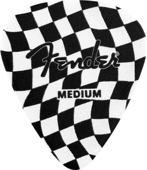 Genuine Fender Wavy Checkerboard 351-Shape Guitar Picks, Medium, 8-Pack