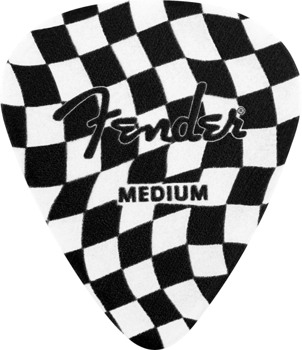 Genuine Fender Wavy Checkerboard 351-Shape Guitar Picks, Medium, 8-Pack