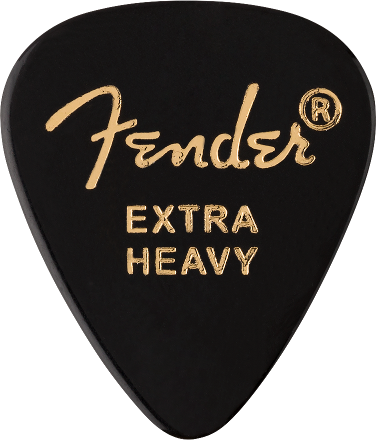 Fender 351 Classic Celluloid Guitar Picks- BLACK, EXTRA HEAVY, 12-Pack