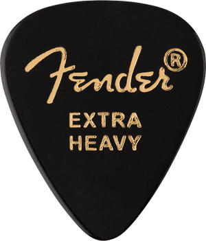 Fender 351 Classic Celluloid Guitar Picks- BLACK, EXTRA HEAVY, 12-Pack