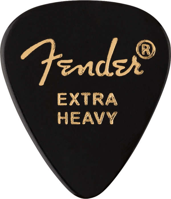 Fender 351 Classic Celluloid Guitar Picks- BLACK, EXTRA HEAVY, 12-Pack