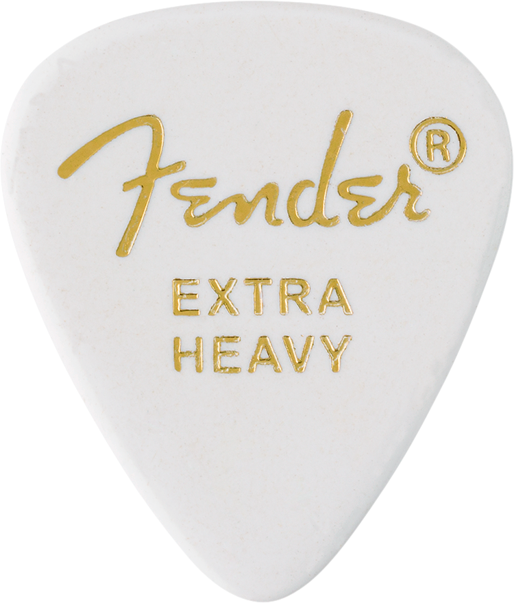Fender 351 Classic Celluloid Guitar Picks- WHITE, EXTRA HEAVY, 12-Pack