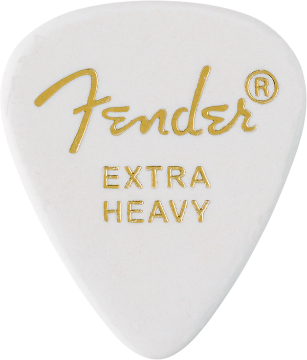 Fender 351 Classic Celluloid Guitar Picks- WHITE, EXTRA HEAVY, 12-Pack