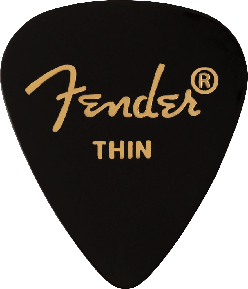 Fender 351 Premium Celluloid Guitar Picks - THIN BLACK  - 12-Pack (1 Dozen)