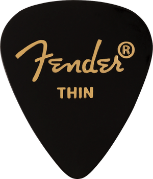 Fender 351 Premium Celluloid Guitar Picks - THIN BLACK  - 12-Pack (1 Dozen)