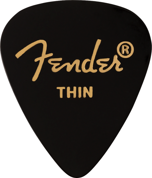 Fender 351 Premium Celluloid Guitar Picks - THIN BLACK  - 12-Pack (1 Dozen)