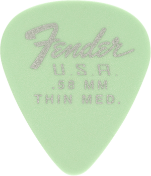 Genuine Fender 351 Dura-Tone Delrin Guitar Picks, SURF GREEN, .58, 12 PACK
