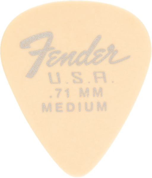 Genuine Fender 351 Dura-Tone Delrin Guitar Picks, OLYMPIC WHITE, .71, 12 PACK