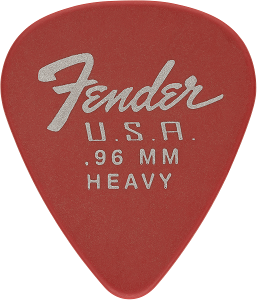 Genuine Fender 351 Dura-Tone Delrin Guitar Picks, FIESTA RED, .96, 12 PACK