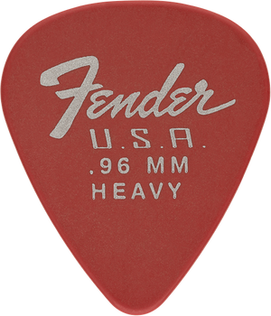 Genuine Fender 351 Dura-Tone Delrin Guitar Picks, FIESTA RED, .96, 12 PACK