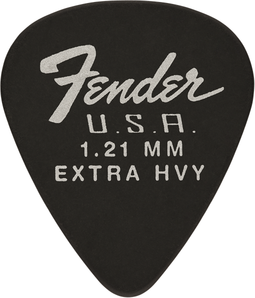 Genuine Fender 351 Dura-Tone Delrin Guitar Picks, BLACK, 1.21, 12 PACK