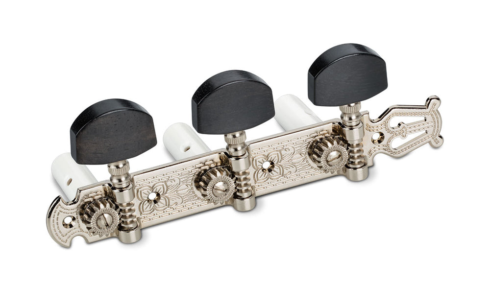 Schaller Germany 3x3 Classic Lyra Classical Guitar Tuners - Nickel/Ebony