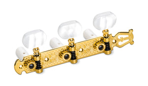 Schaller Germany 3x3 Classic Lyra Classical Guitar Tuners - Gold/Pearl