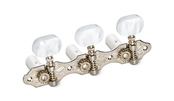 Schaller Germany 3x3 Classic Hauser Classical Guitar Tuners - Nickel/Pearl