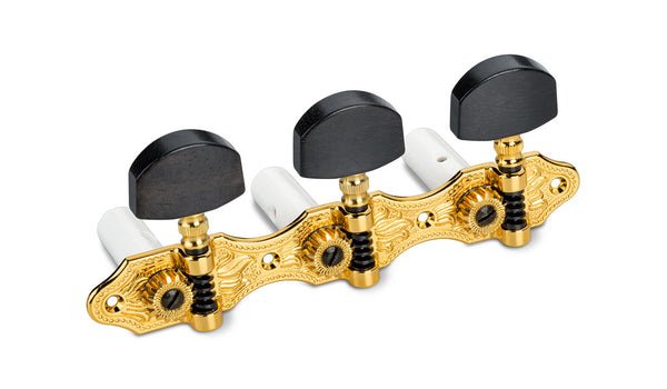 Schaller Germany 3x3 Classic Hauser Classical Guitar Tuners - Gold/Ebony