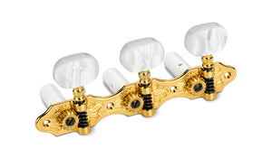 Schaller Germany 3x3 Classic Hauser Classical Guitar Tuners - Gold/Pearl