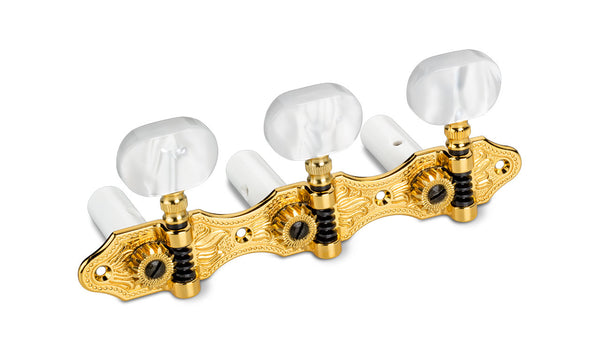 Schaller Germany 3x3 Classic Hauser Classical Guitar Tuners - Gold/Pearl