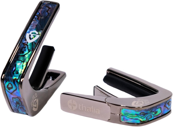 Thalia X Guild Guitars Blue Abalone and G-Shield Capo, Black Chrome