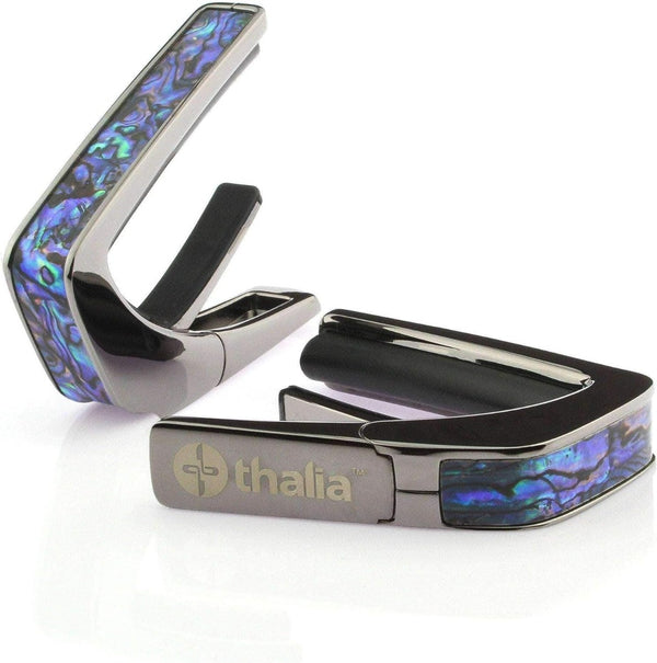 Thalia Shell Collection Guitar Capo - Blue Abalone Inlay, Black Chrome