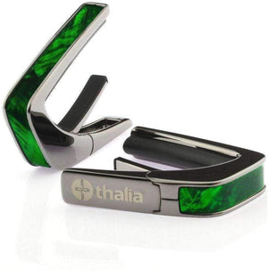 Thalia Shell Collection Guitar Capo - Green Angel Wing Inlay, Black Chrome