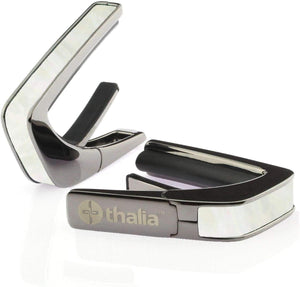 Thalia Shell Collection Guitar Capo - White Mother of Pearl Inlay, Black Chrome