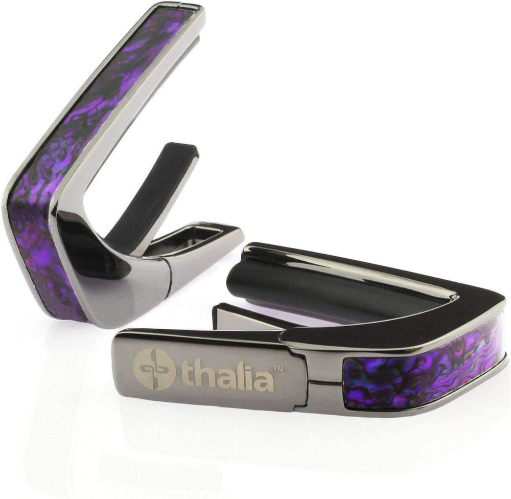 Thalia Shell Collection Guitar Capo - Purple Paua Inlay, Black Chrome