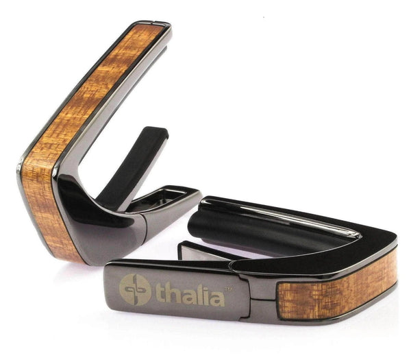 Thalia Wood Collection Guitar Capo - Sapele Inlay, Black Chrome