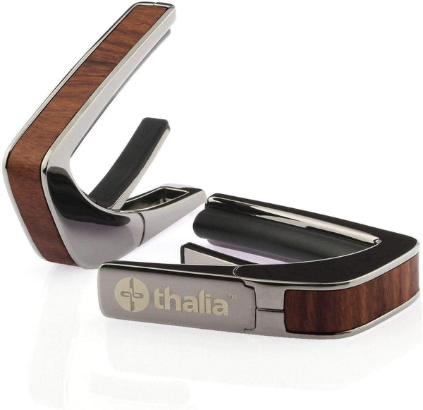 Thalia Wood Collection Guitar Capo - Santos Rosewood Inlay, Black Chrome