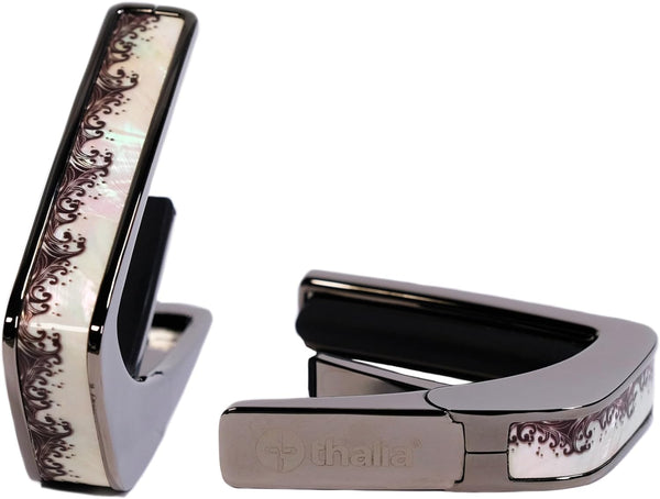 Thalia Deluxe Series Guitar Capo - White Pearl Waves, Black Chrome