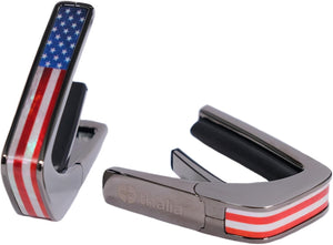 Thalia Deluxe Series Guitar Capo - Stars and Stripes, Black Chrome