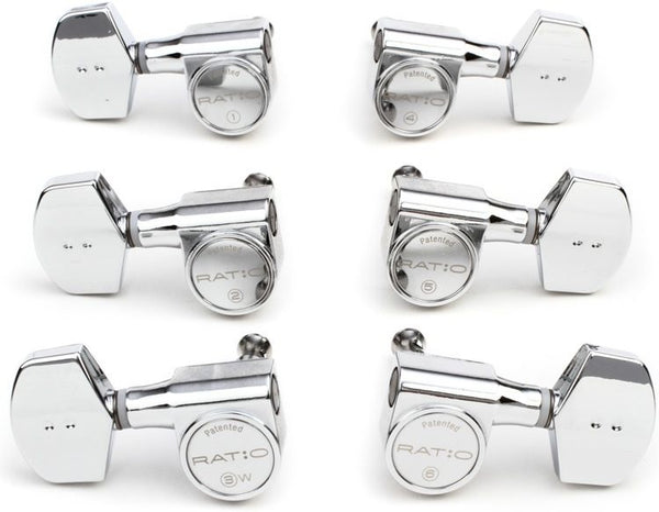 Graph Tech Ratio 3+3 Acoustic Guitar Tuners/Machines - CHROME, PRN-2411-C0