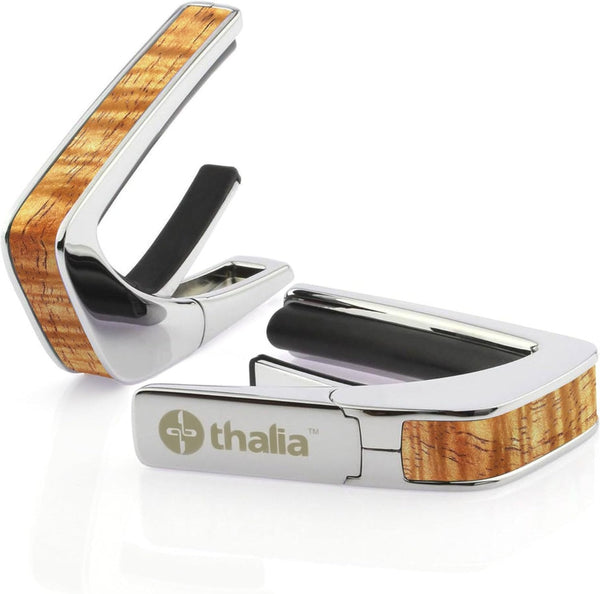 Thalia Wood Collection Guitar Capo - AAA Hawaiian Koa Inlay, Chrome