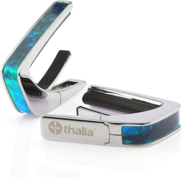 Thalia Shell Collection Guitar Capo - Teal Angel Wing Inlay, Chrome