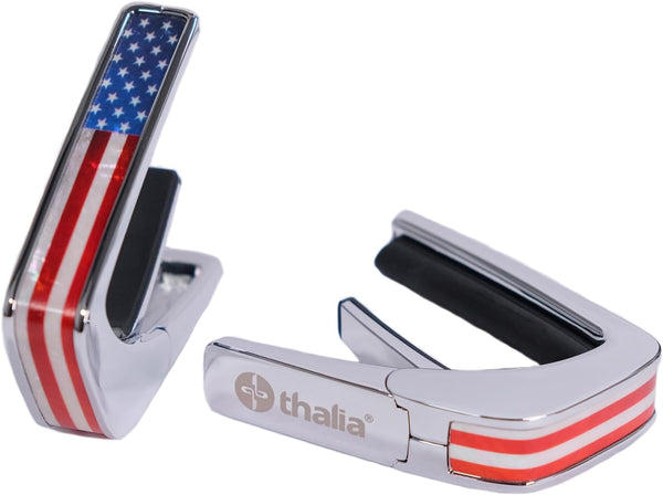 Thalia Deluxe Series Guitar Capo - Stars and Stripes, Chrome