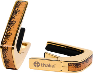 Thalia Deluxe Series Guitar Capo - Flamed Maple Waves, 24k Gold