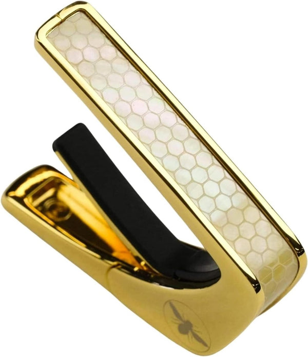 Thalia Premium Series Guitar Capo - Vintage Pearl Save The Bees, 24k Gold