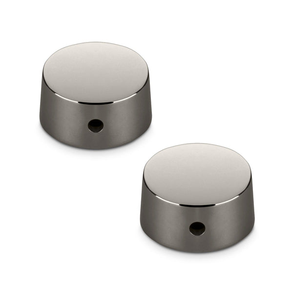 Schaller Germany Set of (2) 6mm Metal Speed Guitar Knobs, RUTHENIUM 15030600