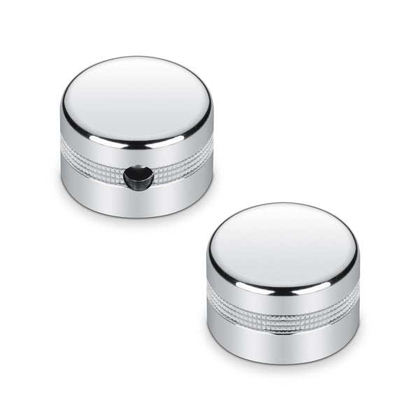 Schaller Germany Set of (2) 6mm Knurled Metal Speed Knobs, CHROME 15040200